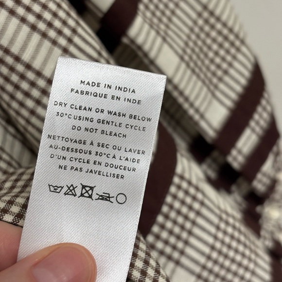 Loeffler Randall Linen Cotton Chocolate Brown Plaid Skit Set - Size L - Picture 8 of 15